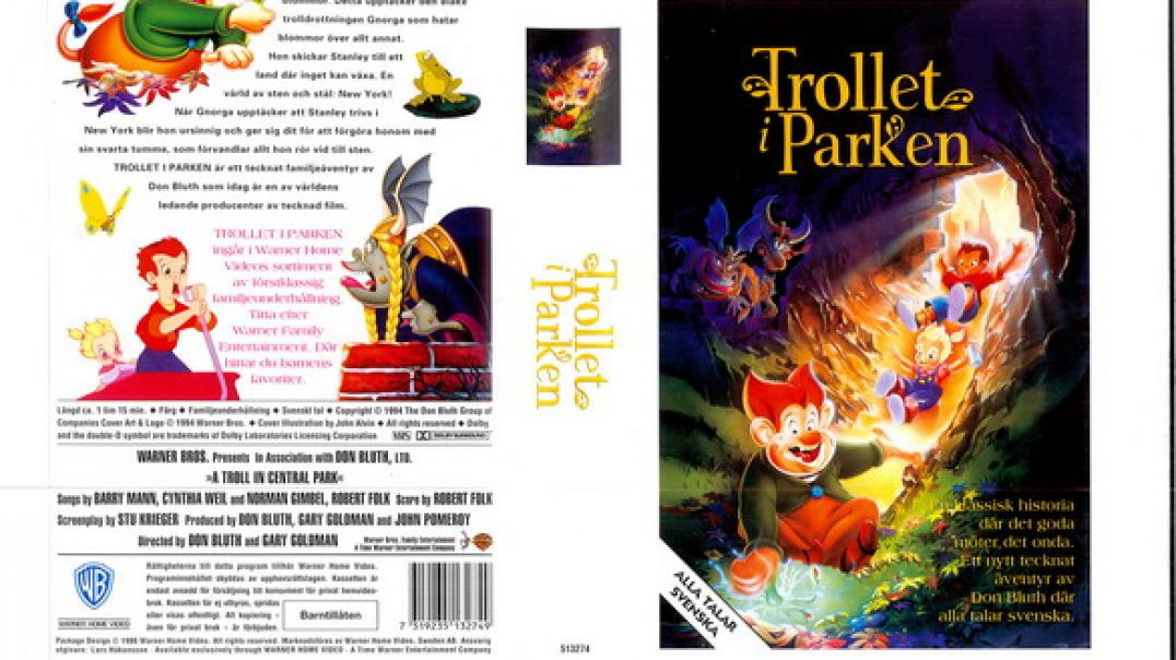 Tecknat Barn Svenska:Trollet i Parken (1994 Tecknade Film AB) VHSRIPPEN (Svenska) Hela Filmen (3D)