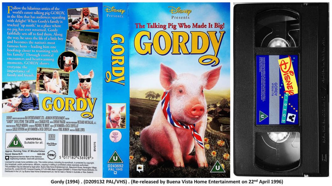 Tecknat Barn Svenska:Gordy (1994 Disney Videos AB) VHSRIPPEN (Svenska) Hela Filmen (4K)